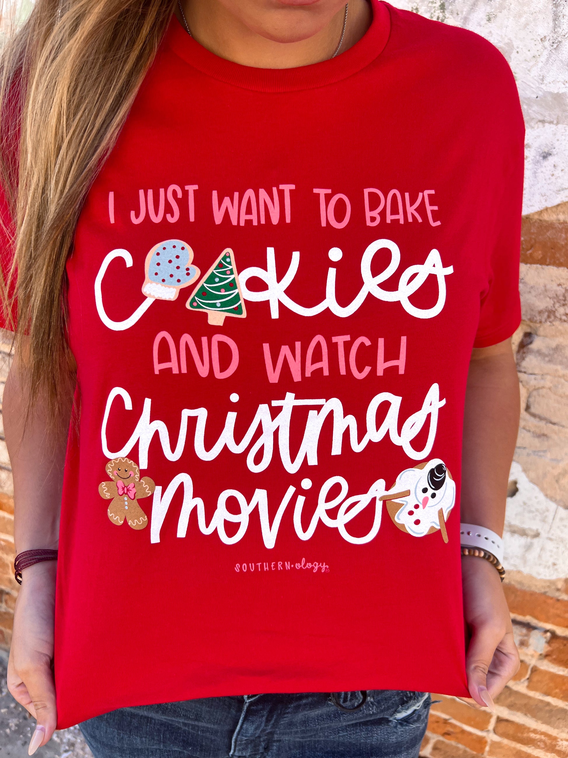 Bake Cookies and Watch Christmas T-Shirt-Graphic T-Shirt-Southernology--The Twisted Chandelier