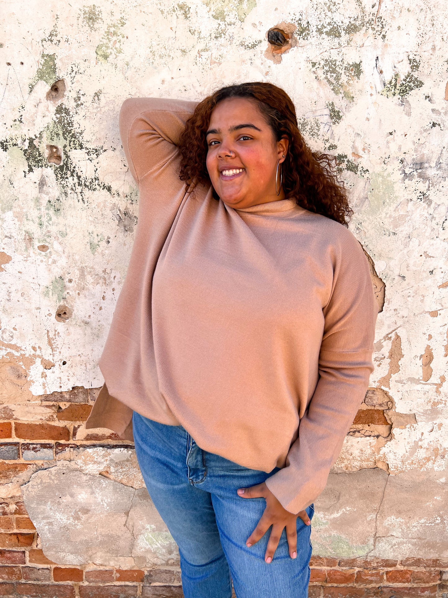 Allie Mock Neck Long Sleeve Top - Plus-Sweater-Entro-BIN B4-The Twisted Chandelier