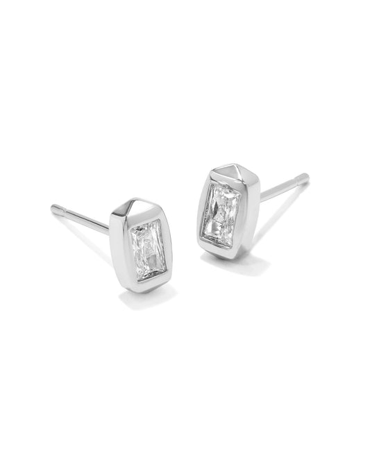 Kendra Scott Fern Crystal Stud Earrings Silver White Crystal-Earrings-Kendra Scott-E00407RHD-The Twisted Chandelier