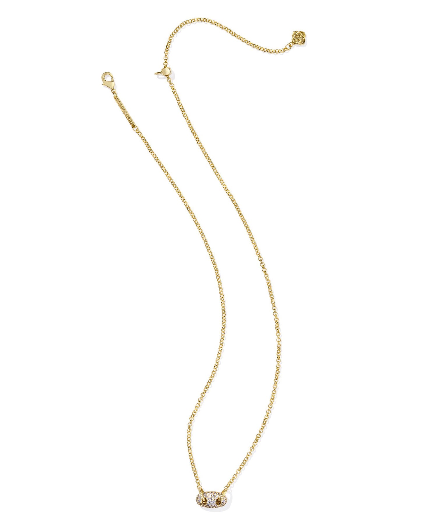 Kendra Scott Bailey Pave Short Pendant Necklace Gold White Crystal-Necklaces-Kendra Scott-CR 09/30/24,FD 10/01/24,N00855GLD-The Twisted Chandelier