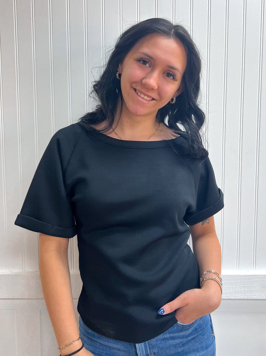 Camilla Elbow Sleeve Off The Shoulder Soft Modal Scuba Top-Active Basic | Active USA-FD 04/30/26,Tops Collection-The Twisted Chandelier