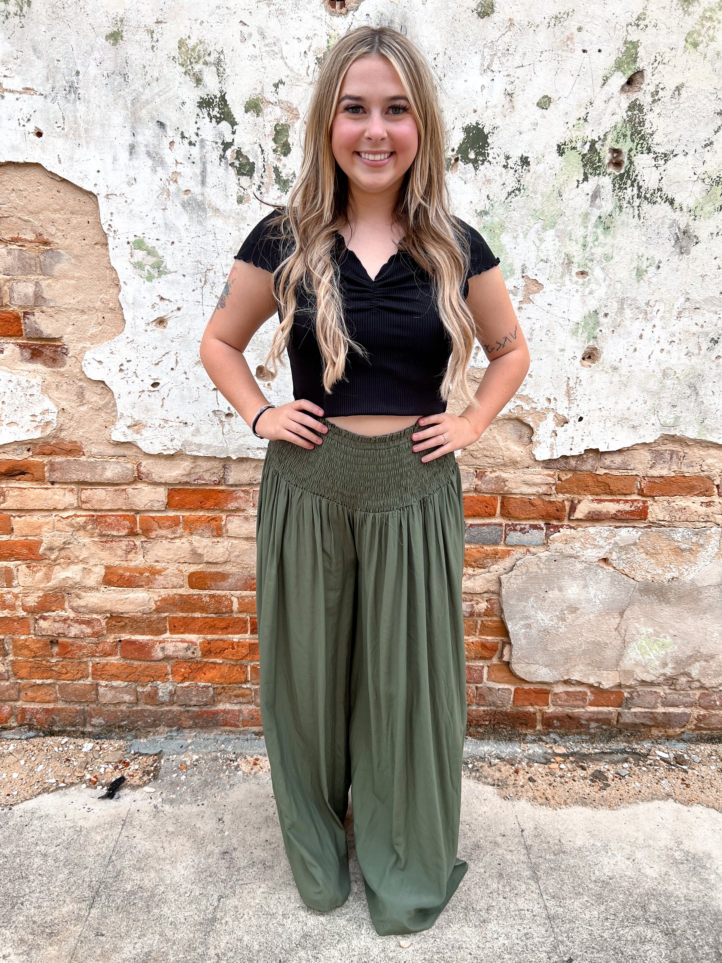 Honora Smocked Waist Palazzo Pants-Pants-Heyson-BIN A5-The Twisted Chandelier