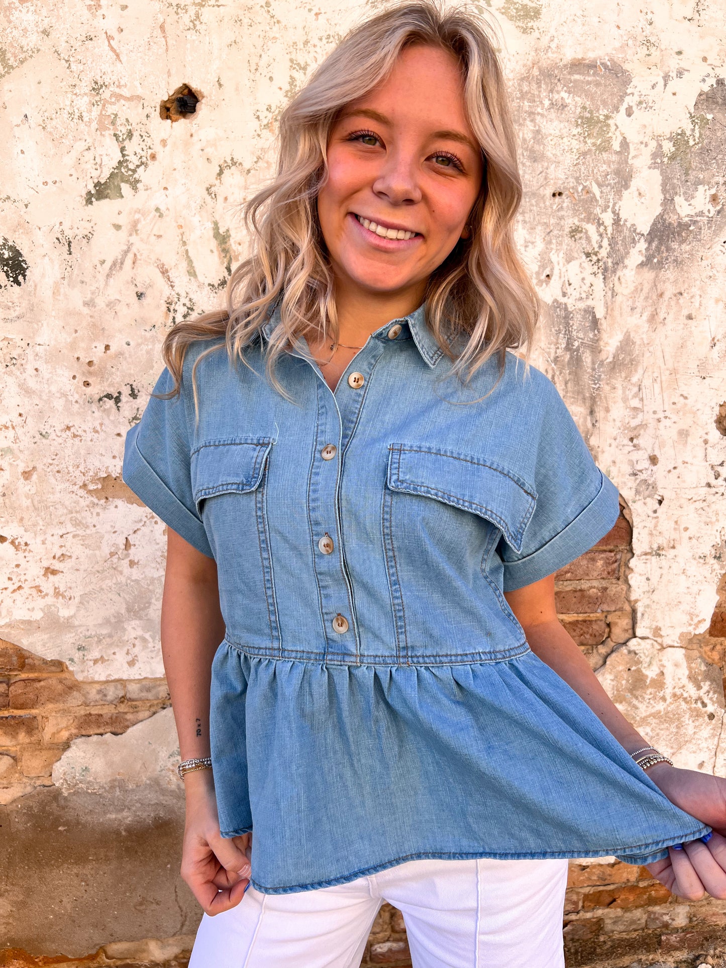 Mineral Washed Oversized Baby Doll Denim Shirt-Apparel & Accessories-in february-Bin d5,FD 03/04/25-The Twisted Chandelier