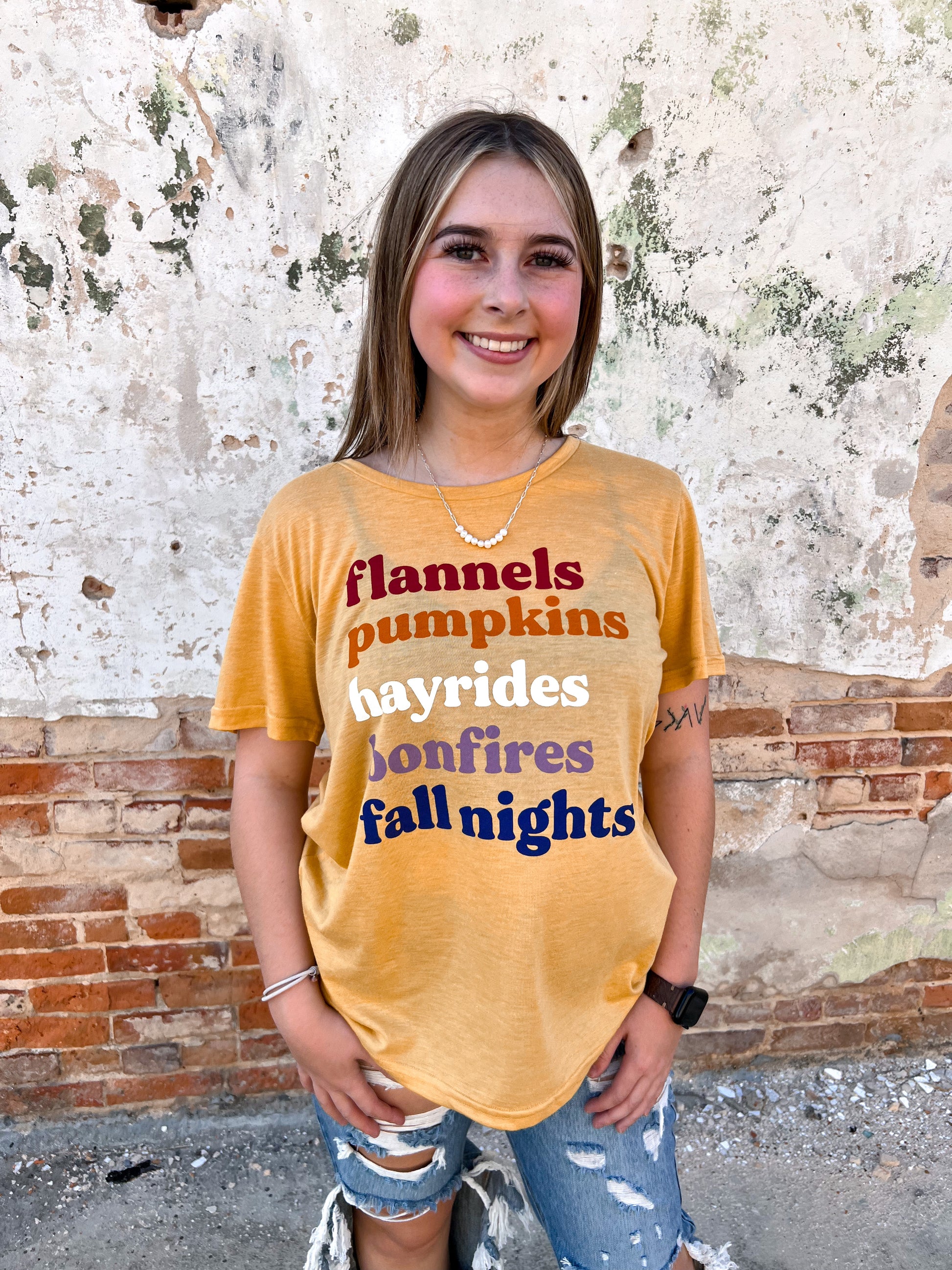 Fall Nights Graphic Tee-Shirts & Tops-Southern Grace Wholesale-11/28/23 md, 1st md, Bin b6-The Twisted Chandelier