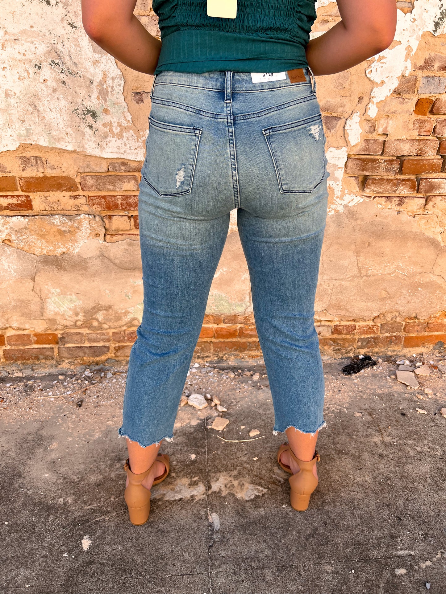 Mid Rise Tinted Wash & Destroy Crop Straight Judy Blues Jeans-Capri-Judy Blues-8/8/23, BIN D5-The Twisted Chandelier