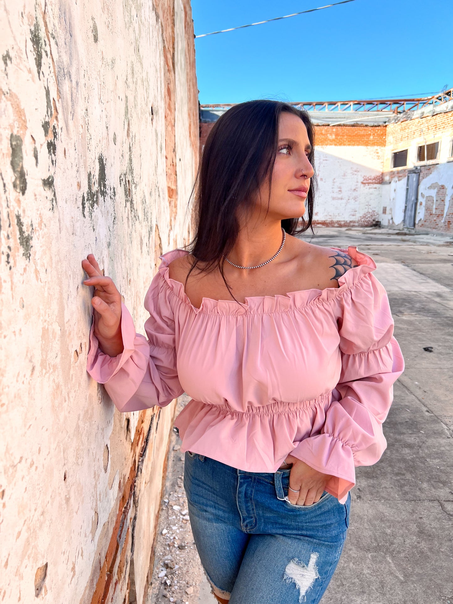 Imani Off Shoulder Shirring Hemming Top-mazik-BIN A4-The Twisted Chandelier