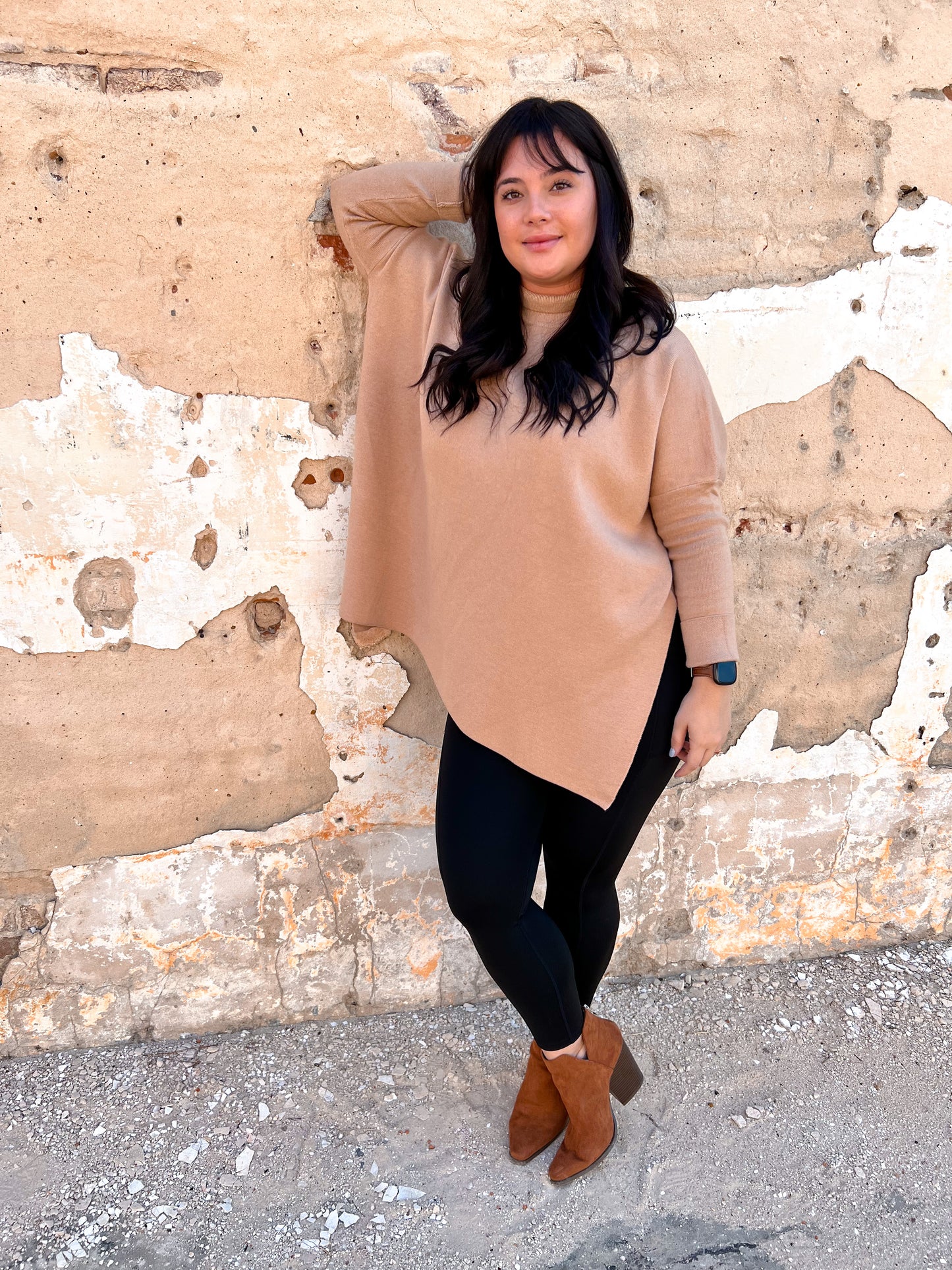 Allie Mock Neck Long Sleeve Top-Sweater-Entro-BIN B4-The Twisted Chandelier
