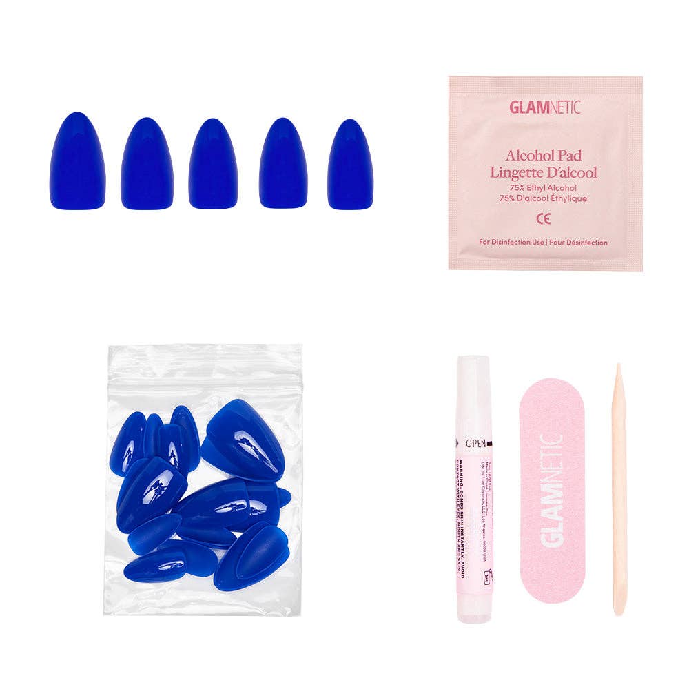 Cobalt Blue Press-On Nails | Solid Nail| Short Almond Length-Glamnetic-The Twisted Chandelier