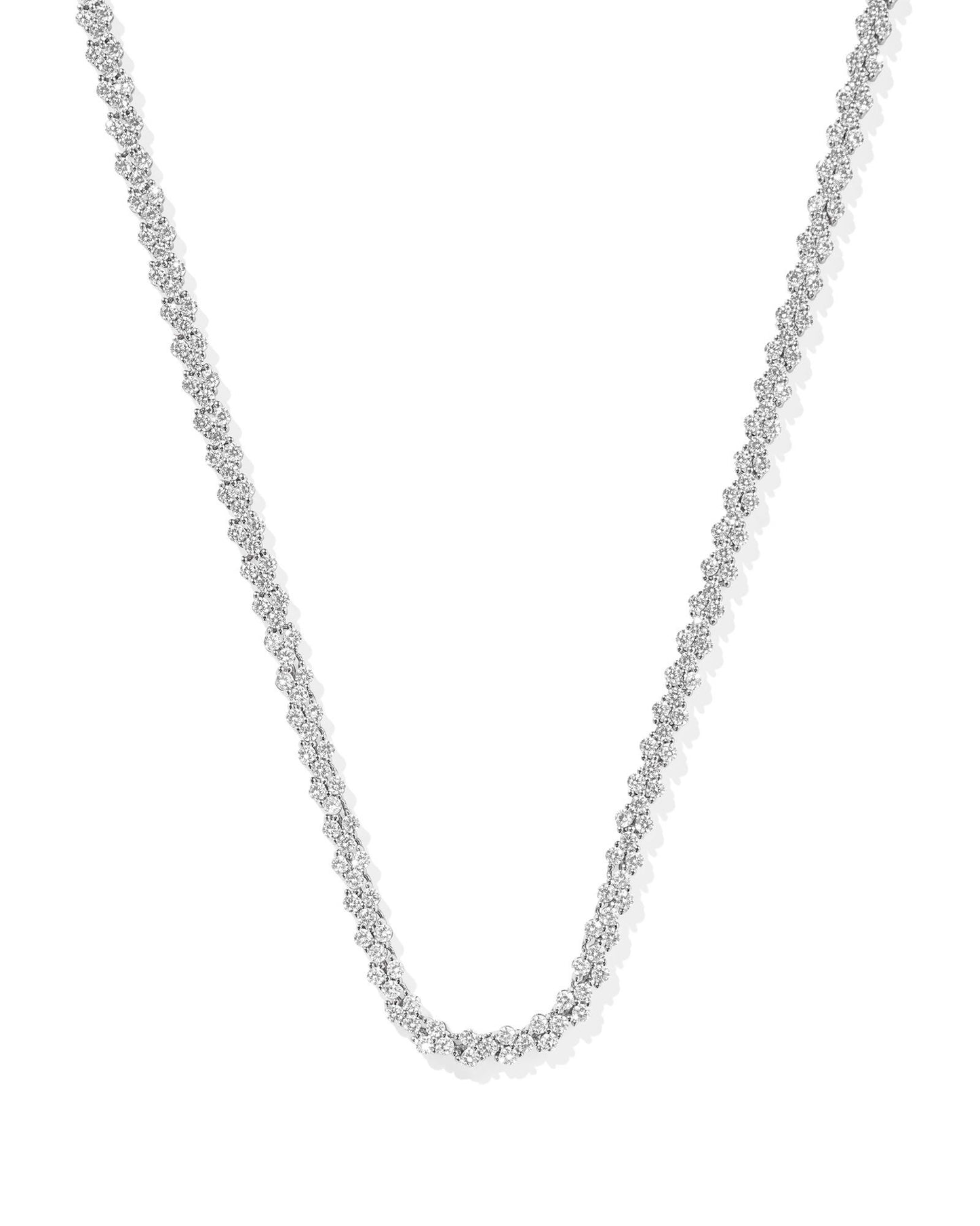 Kendra Scott Emery Tennis Necklace Silver White Crystal-Necklaces-Kendra Scott-CR 09/30/24,FD 10/01/24,Max Retail,N00852RHD,Sale Kendra Scott-The Twisted Chandelier