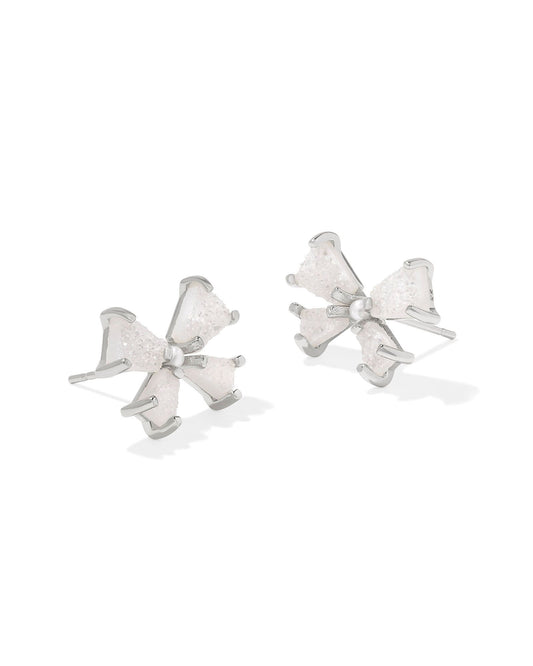 Kendra Scott Blair Bow Small Stud Earrings Silver Iridescent Drusy-Earrings-Kendra Scott-E00629RHD,Sale Kendra Scott-The Twisted Chandelier
