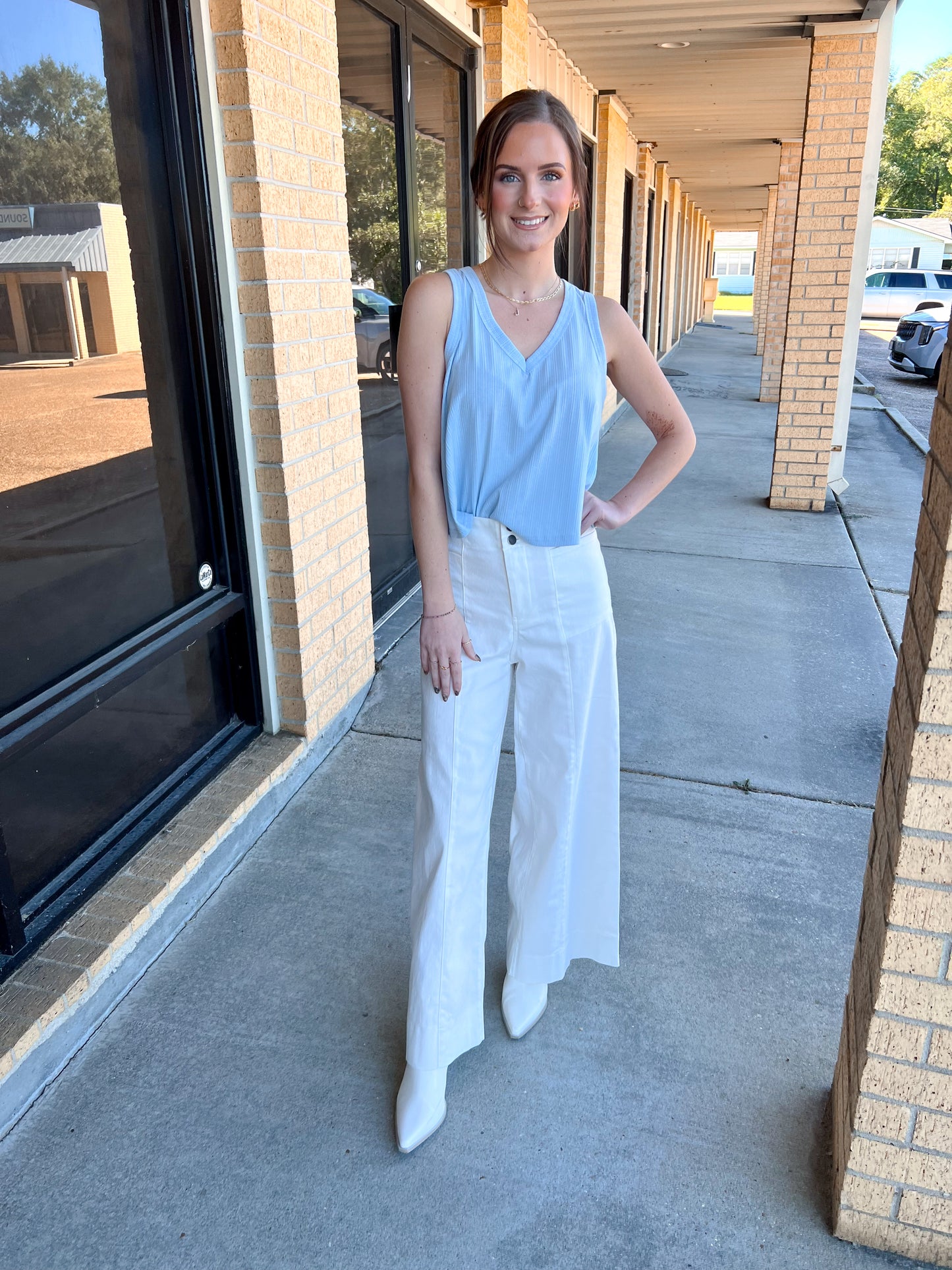 Marda Sleeveless Soft Knit Swing Crop Top - Blue-VERY J-07/24/25,1st md,Bin B5,FD 6/24/25,OGP 28.99,Tops Collection-The Twisted Chandelier