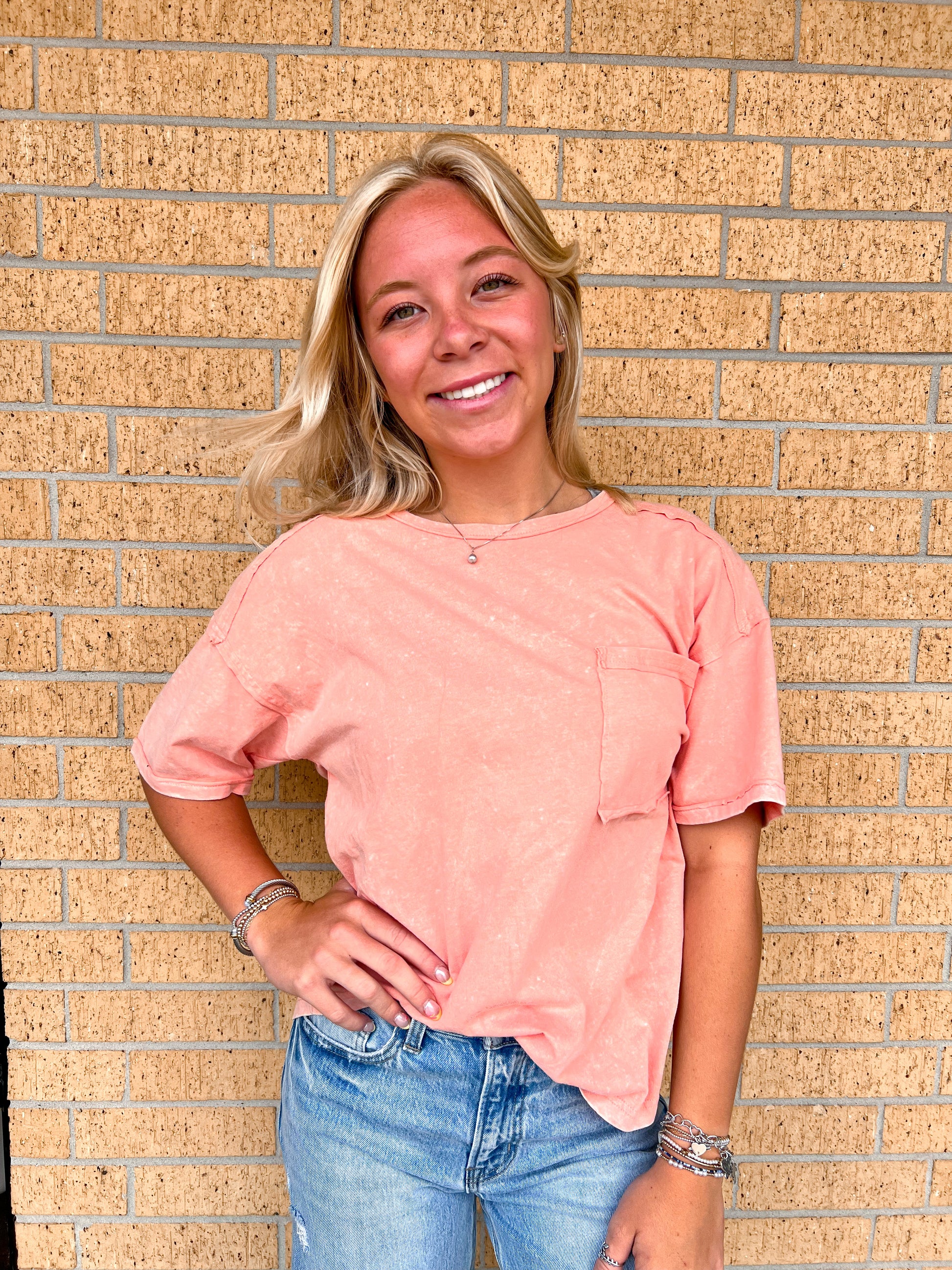 Jillian Oversized Crop Comfy Knit Top - Salmon-VERY J-BIN A 3,FD 08/12/25,NT12068,Tops Collection-The Twisted Chandelier
