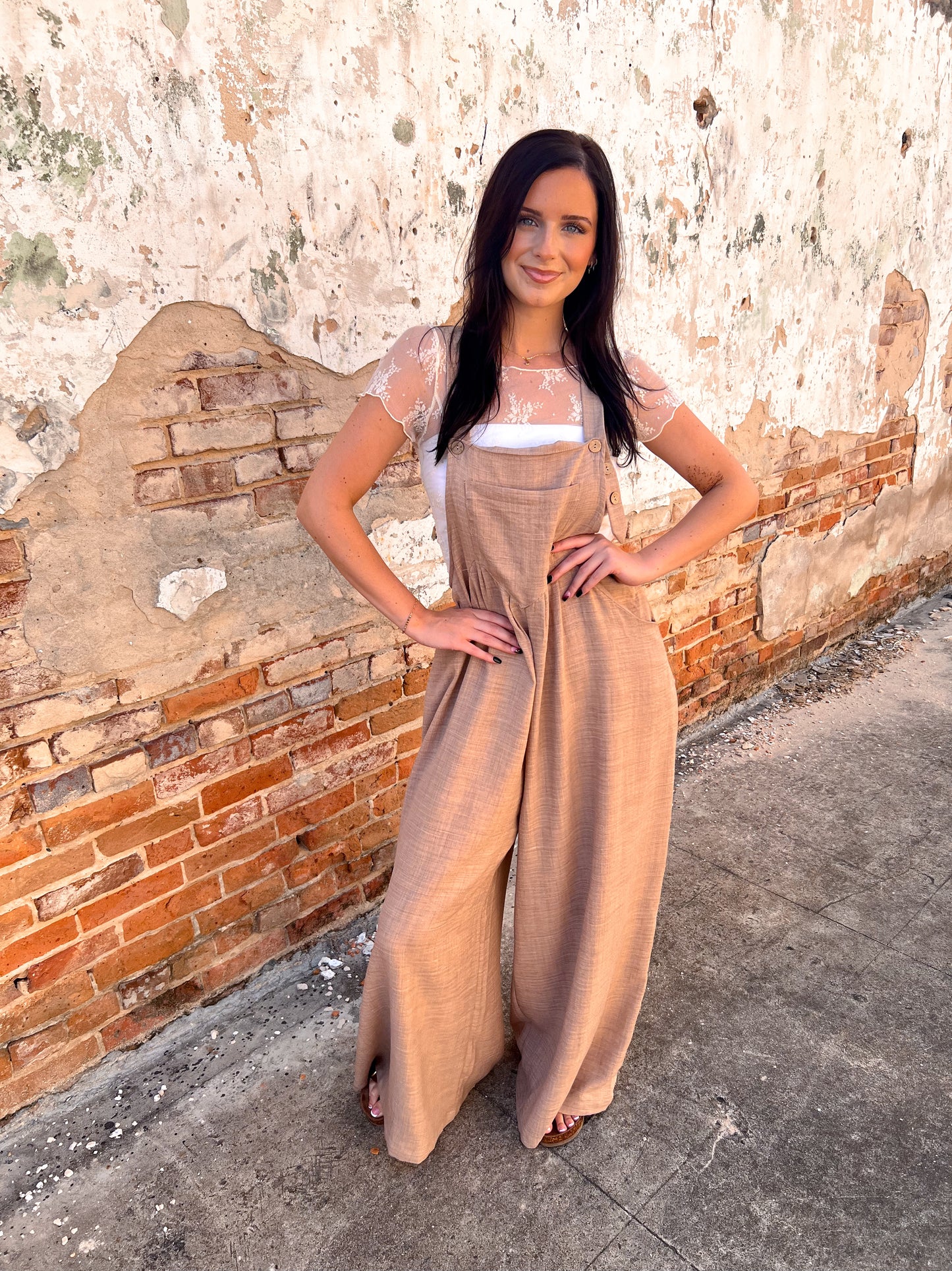 Leah Buttoned And Pleated Wide Leg Jumpsuit-Apparel & Accessories-HYFVE-BIN D3,dress,FD 02/18/25,HF25A143-The Twisted Chandelier