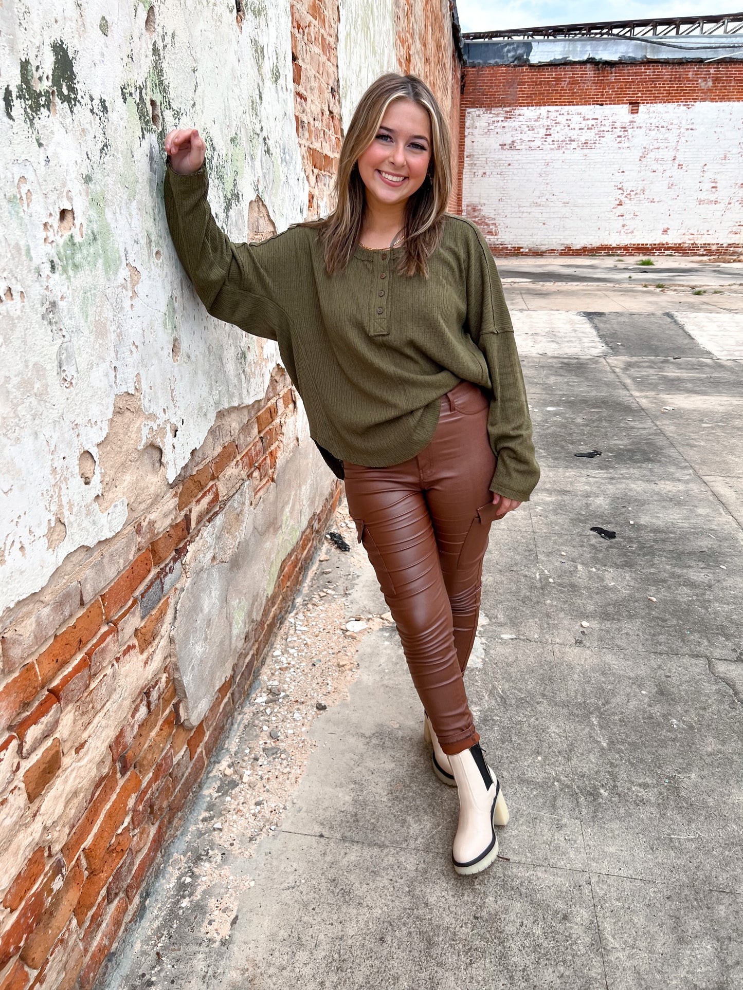 Mikayla Button Down Oversized Henley Knit Top-BLOUSE TOP-VERY J-09/12/23, 11/28/23 md, 1st md-The Twisted Chandelier