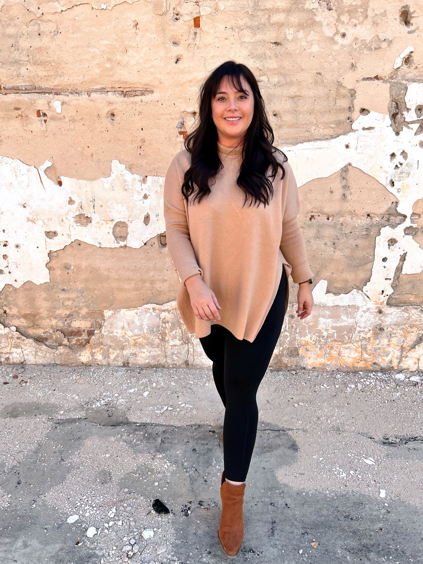 Allie Mock Neck Long Sleeve Top-Sweater-Entro-BIN B4-The Twisted Chandelier