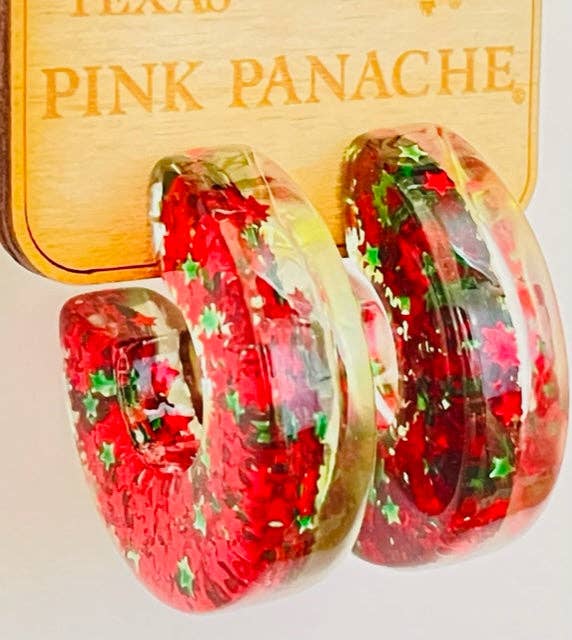 Pink Panache Christmas Hoop Earrings-Pink Panache Brands-The Twisted Chandelier