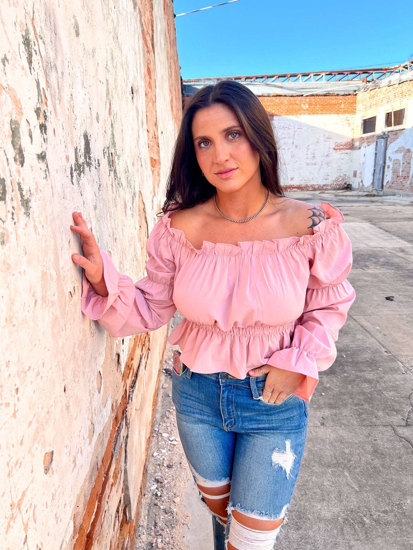 Imani Off Shoulder Shirring Hemming Top-mazik-BIN A4-The Twisted Chandelier