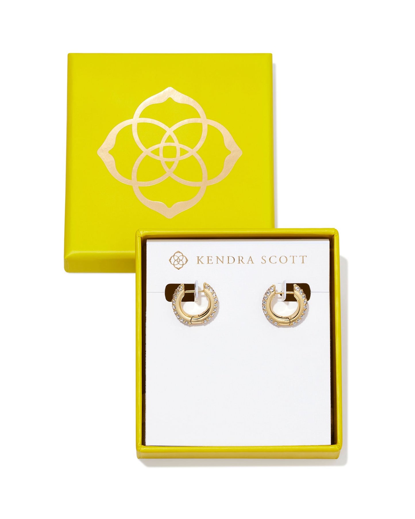 Kendra Scott Mikki Pave Huggie Earrings Boxed Gold White CZ-Jewelry Set-Kendra Scott-G00017GLD-The Twisted Chandelier