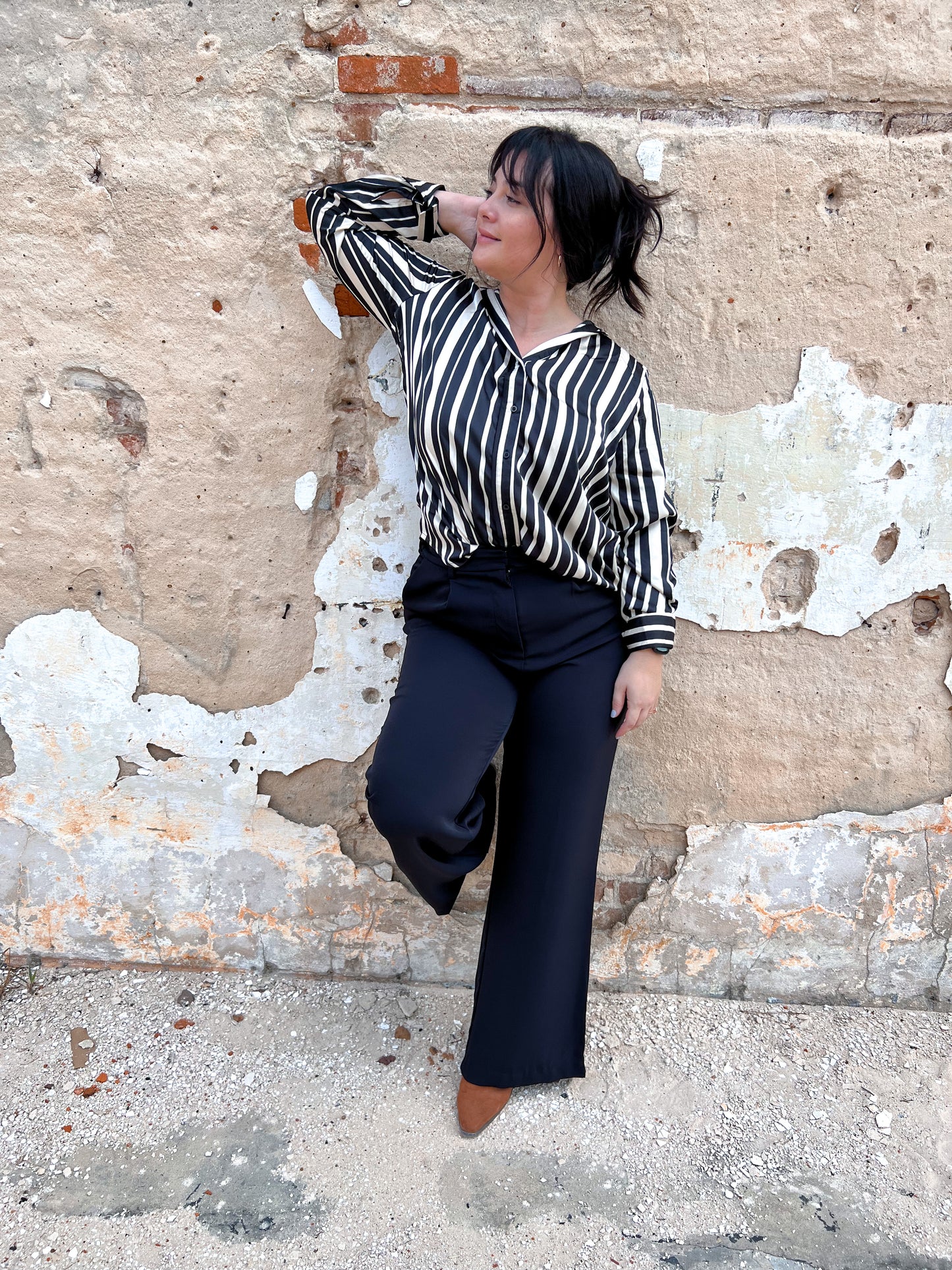 Stella Striped Button Up Top-TOPS-Umgee--The Twisted Chandelier