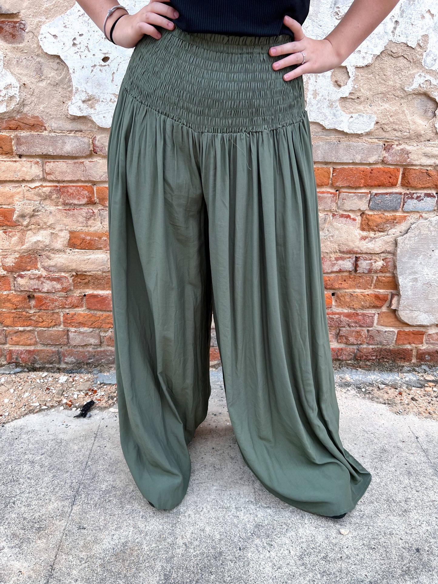Honora Smocked Waist Palazzo Pants-Pants-Heyson-BIN A5-The Twisted Chandelier