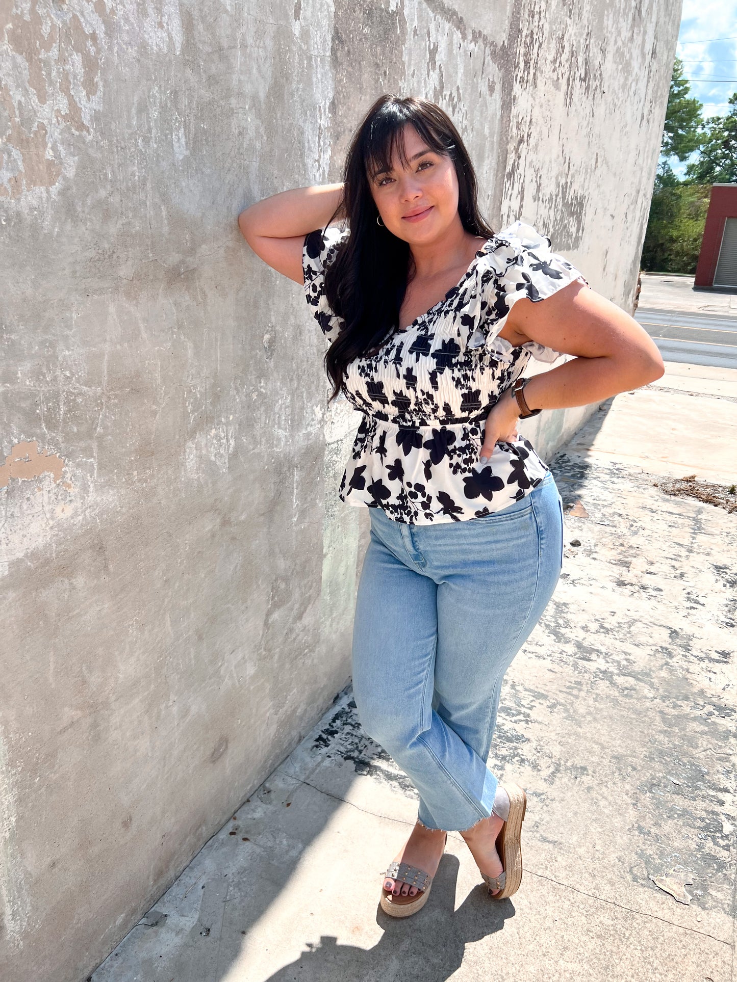Harper Off White And Black Mix Blouse-Shirts & Tops-Umgee-7/11/23, BIN A3-The Twisted Chandelier