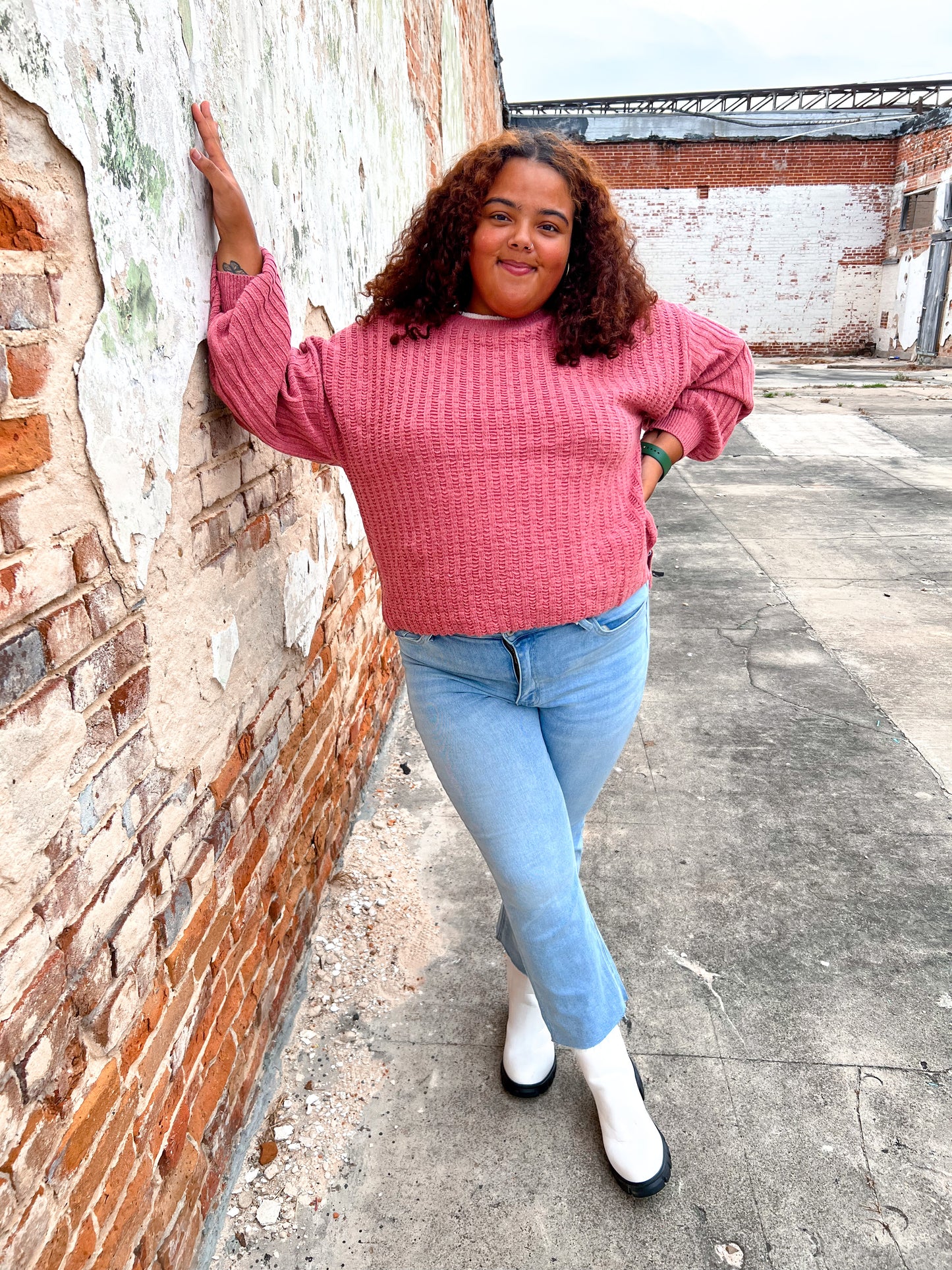 Kennedy Contrast Color Detail Neck Sweater Top - Plus Size-Top-VERY J-04/25,09/12/23,1st md,Bin B3,Max Retail,not on the floor only in the bins,Tops Collection-The Twisted Chandelier