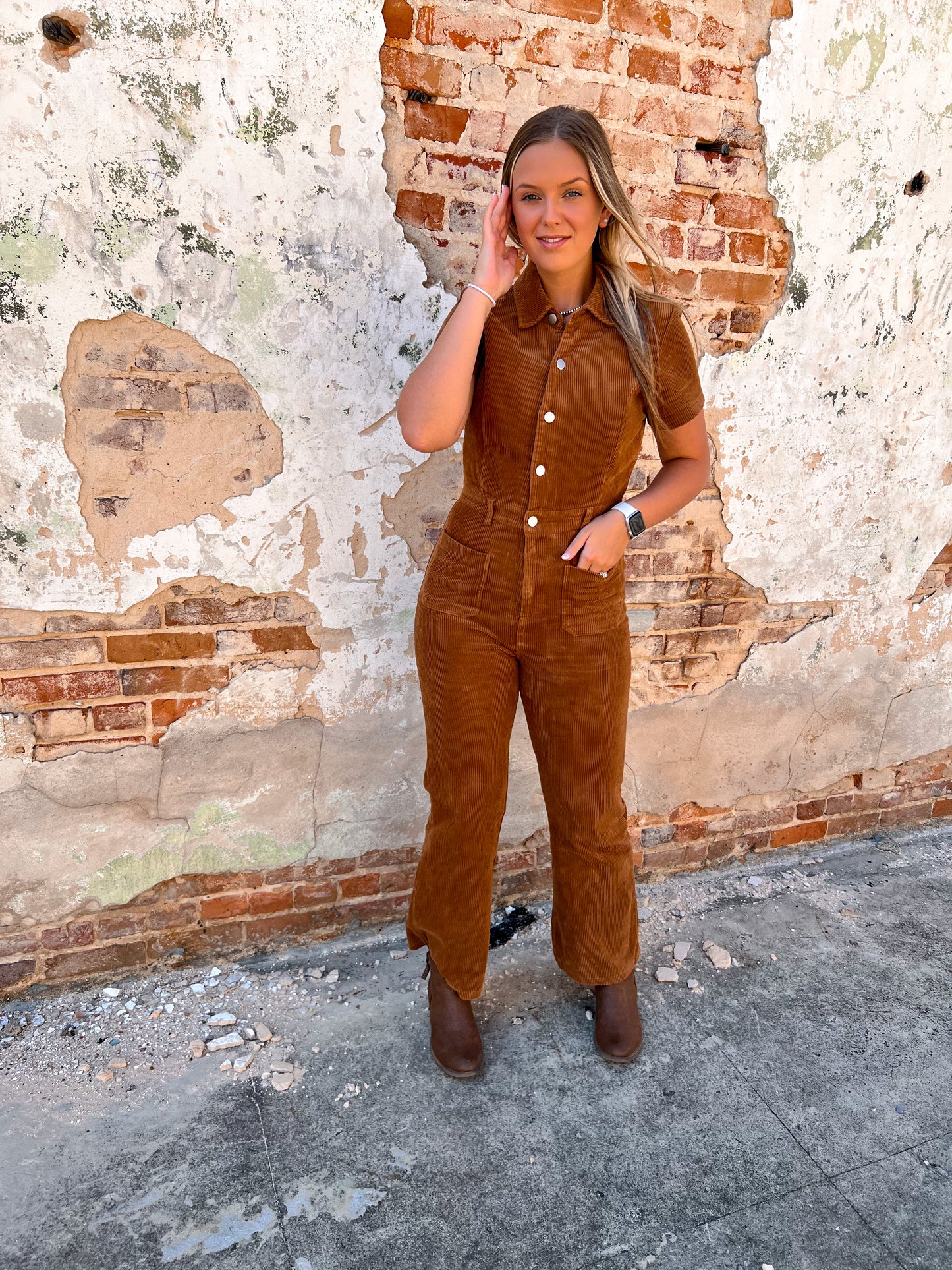 Tristyn Corduroy Button Down Jumpsuit-Jumpsuits & Rompers-day+moon-Bin E5, Max Retail-The Twisted Chandelier
