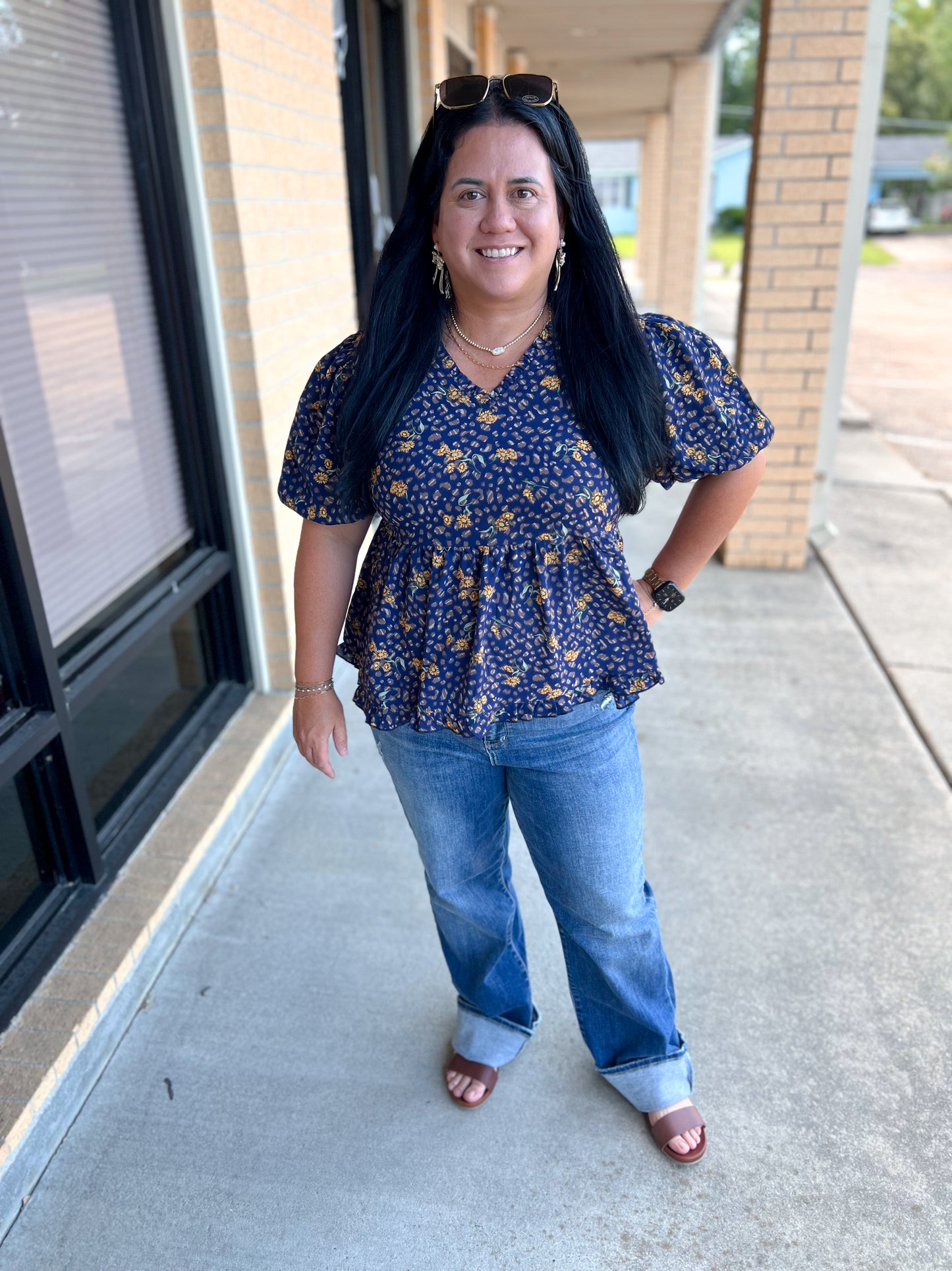 Dixie Leopard Floral Peplum Top-top-jodifl-BIN A5,FD 08/19/25,Tops Collection-The Twisted Chandelier