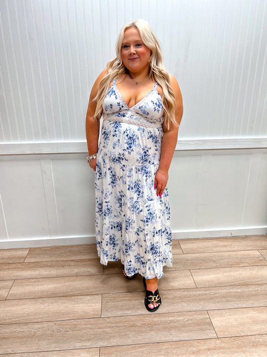 Rosalie V-Neck Lace Trim Printed Maxi Dress-ANGIE-C4D14-A598,DJR,FD 04/02/26-The Twisted Chandelier