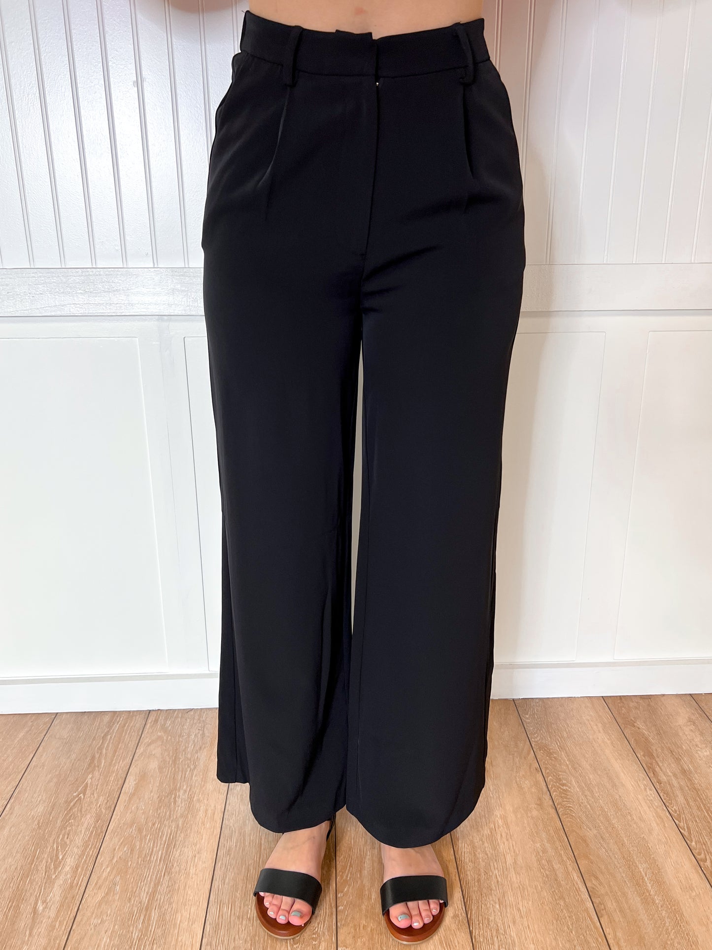Raella Solid Point Wide Pants - Black-Pants-Umgee-04/21/25,05/27/24,12/03/25,1st md,BIN A2,bottoms,Max Retail-The Twisted Chandelier