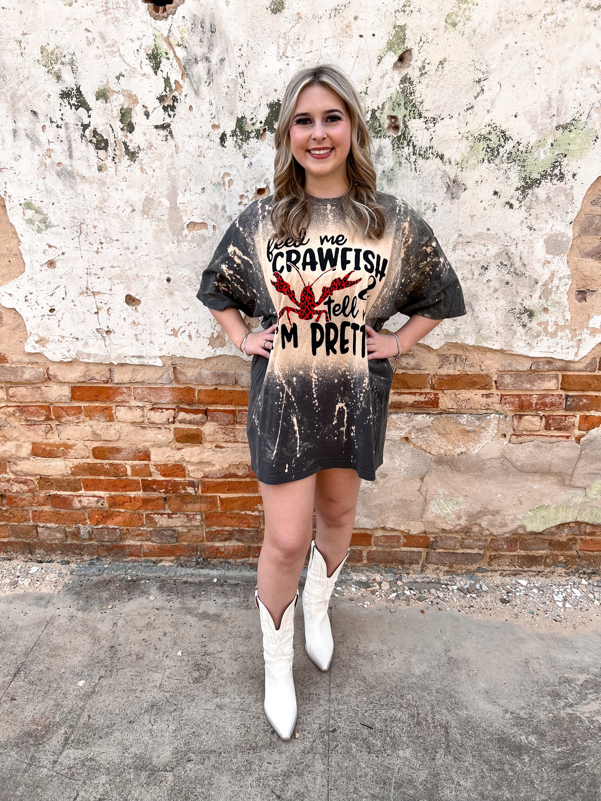 Feed Me Crawfish and Tell Me I'm Pretty Tee Shirt-Apparel & Accessories-Bling-A-Gogo-Max Retail-One Size-The Twisted Chandelier