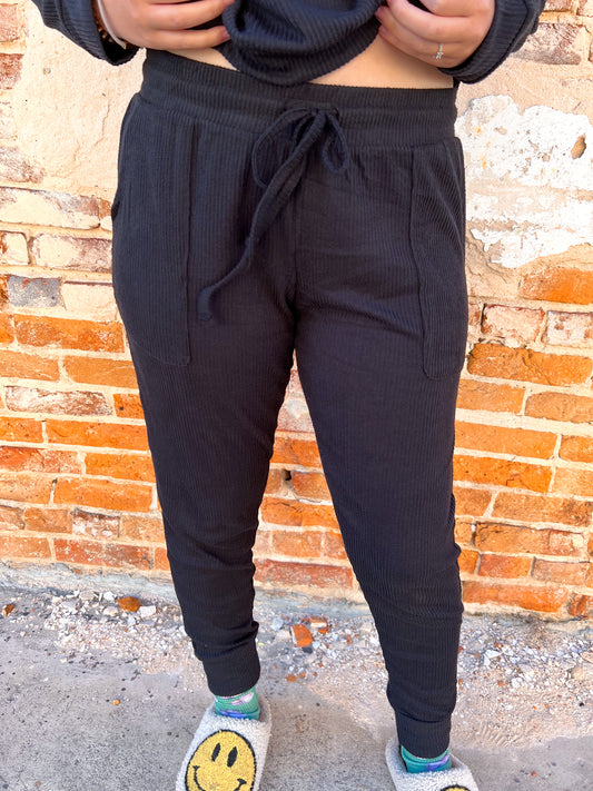 Hello Mello Cuddleblend Joggers - Black to Bed-Loungewear-HELLO MELLO--The Twisted Chandelier