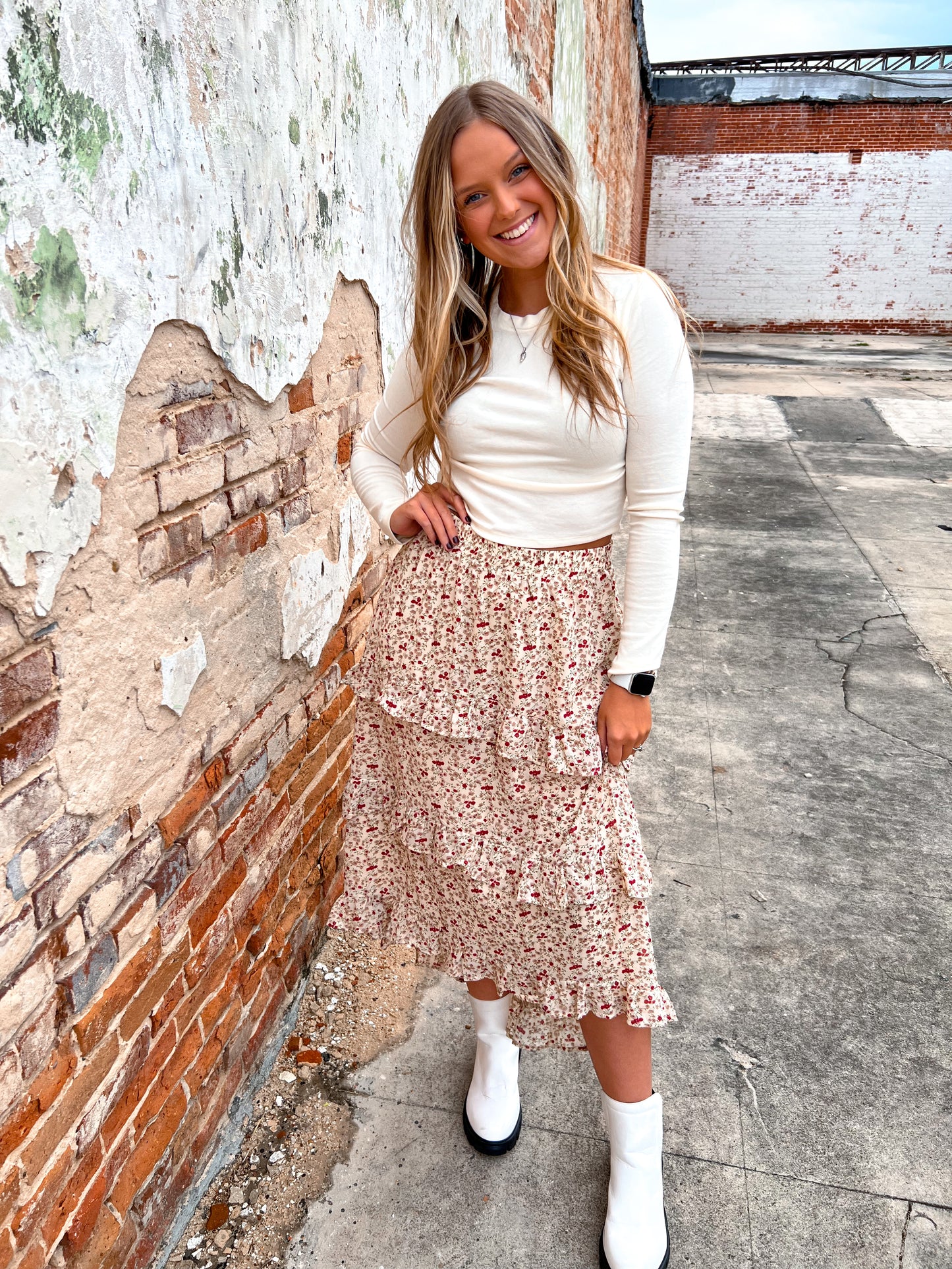Julian Tiered Ruffle Floral Maxi Skirt-Maxi-&merci--The Twisted Chandelier