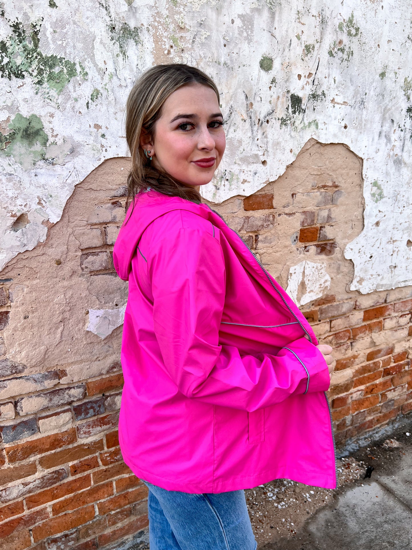 Simply Southern Full Zip Rain Jacket - Berry-Jacket-Simply Southern-1st md, md 7/30-The Twisted Chandelier