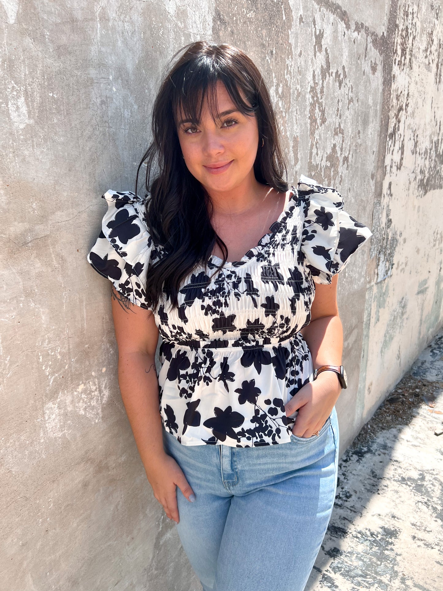Harper Off White And Black Mix Blouse-Shirts & Tops-Umgee-7/11/23, BIN A3-The Twisted Chandelier