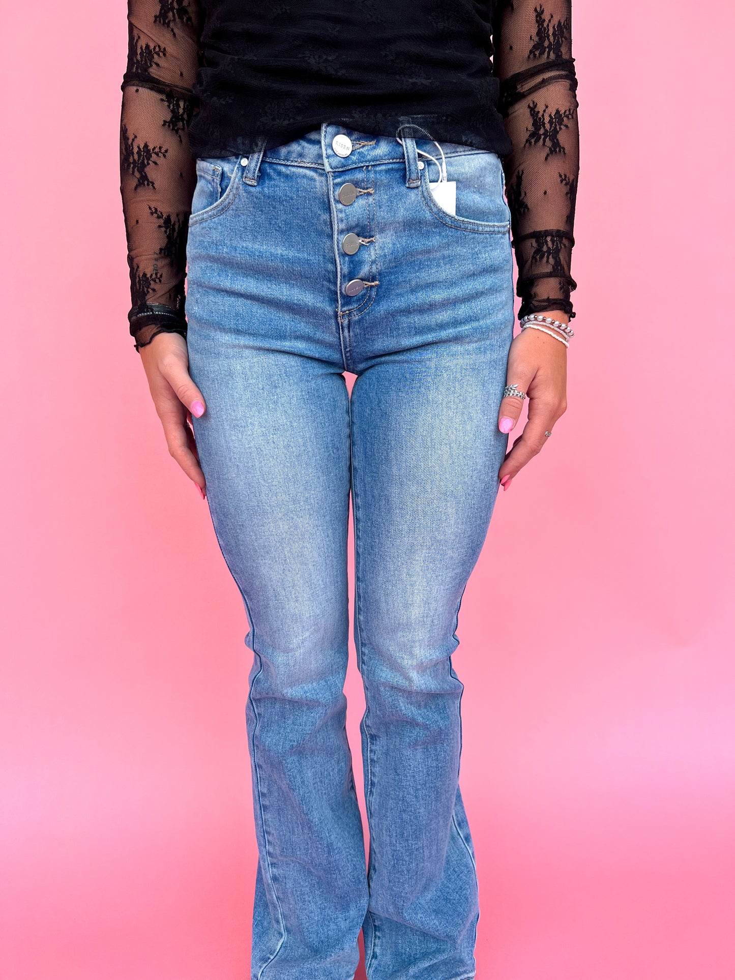 Alaia High Rise Button Down Boot Cut Jeans-Jeans-Risen Jeans-bottoms,Max Retail,rdp5521,western & concert-The Twisted Chandelier