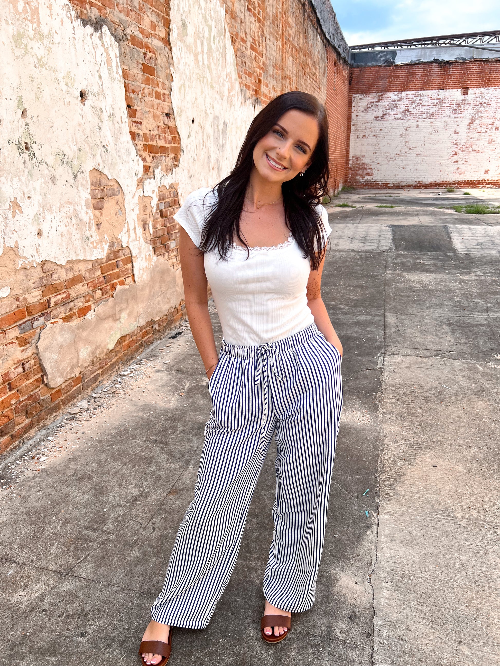Maven Lace & Bow Trim Ribbed Knit Top - White-VERY J-Bin B4,FD 06/10/25,Tops Collection-The Twisted Chandelier