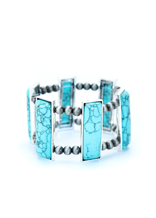 West and Co. Turquoise Bar Stretch Bracelet-Bracelet-West and Co.--The Twisted Chandelier