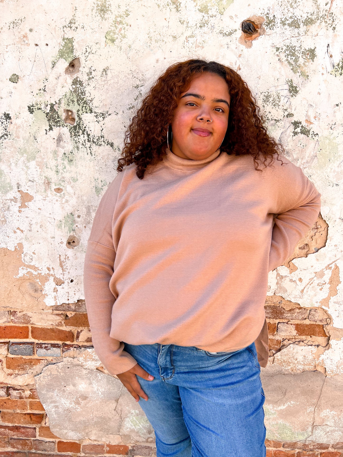 Allie Mock Neck Long Sleeve Top - Plus-Sweater-Entro-BIN B4-The Twisted Chandelier