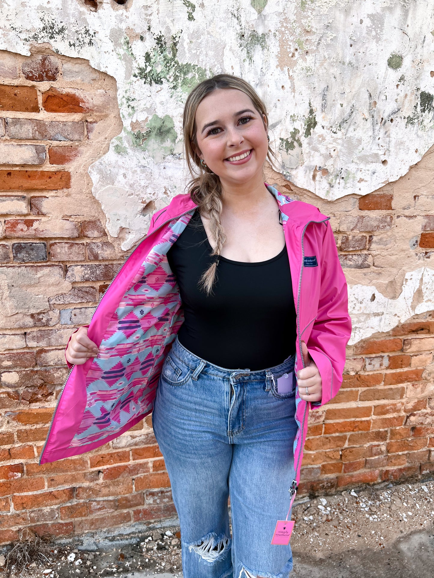 Simply Southern Full Zip Rain Jacket - Berry-Jacket-Simply Southern-1st md, md 7/30-The Twisted Chandelier