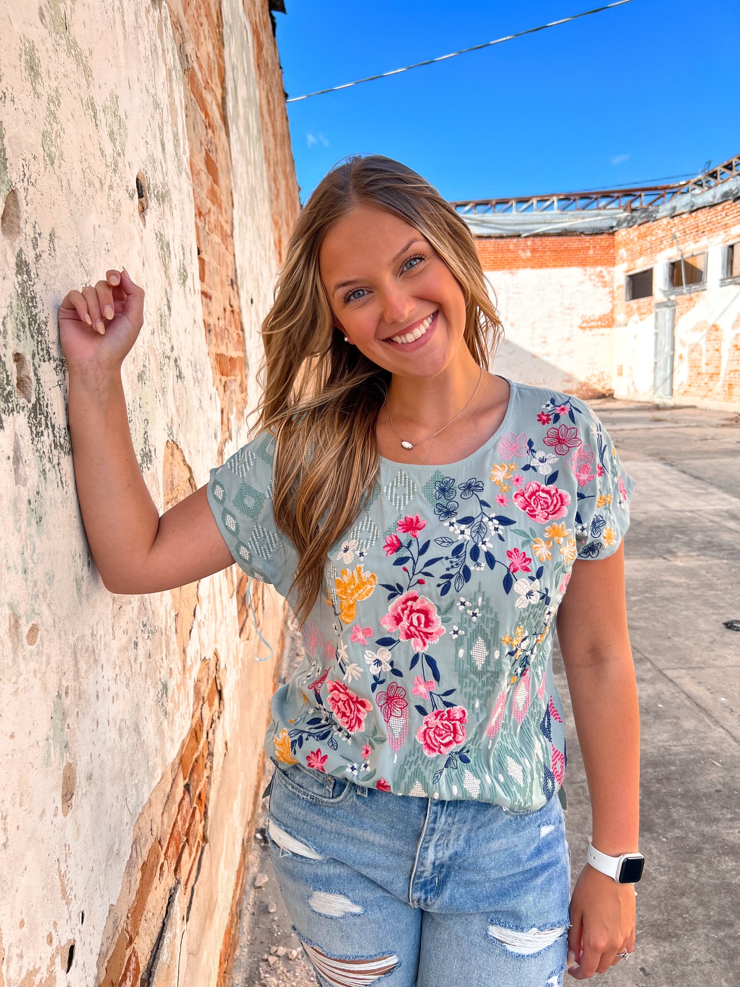 Tracie Embroidered Sage Tunic Top-Dolman Top-Andree-09/06/23, 1st md 6/28, 2nd md, 3rd md, md 7/30, Mystery Medium - M33, R10018-1-The Twisted Chandelier
