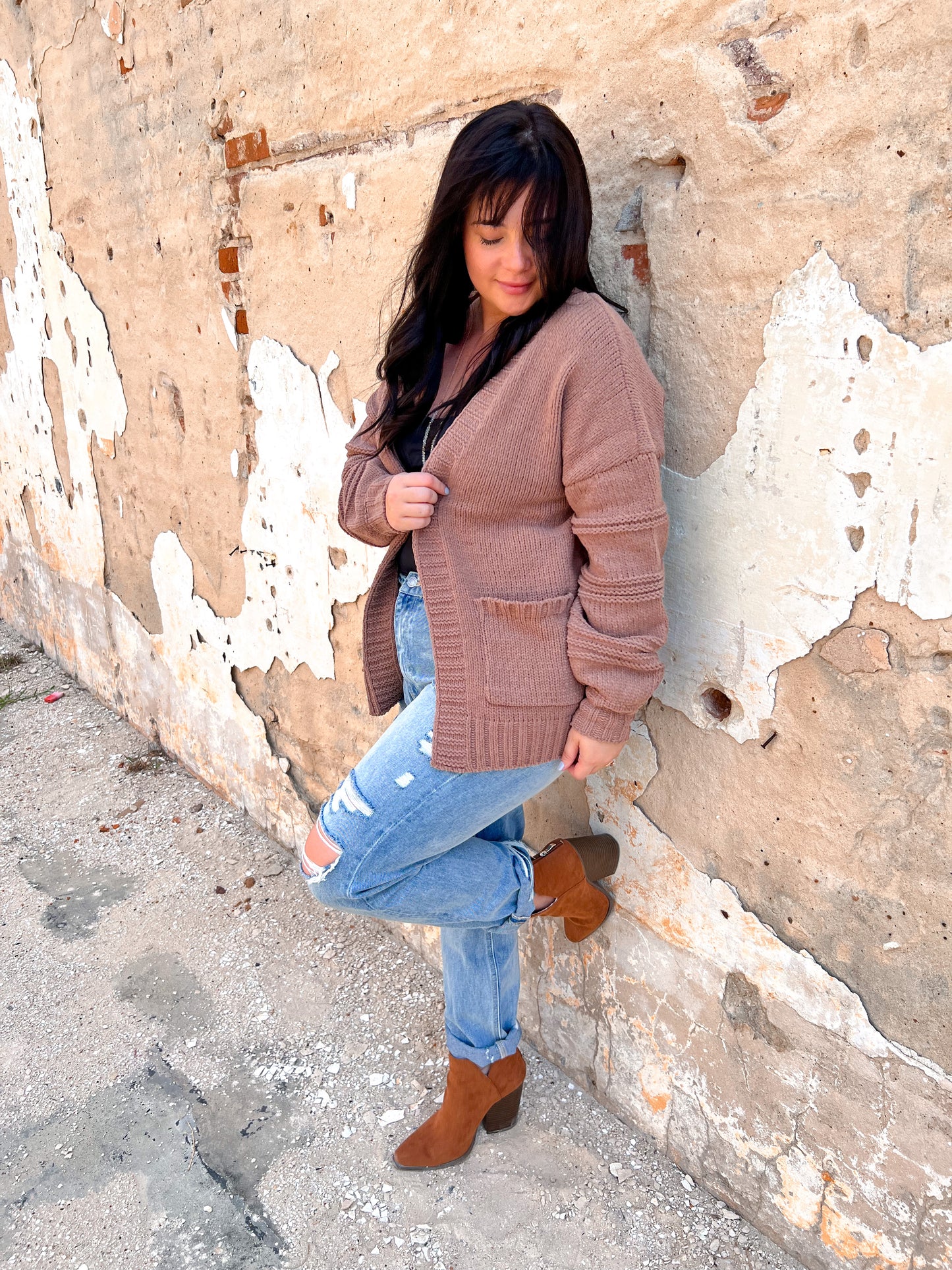 Eleanor Exposed Seam Detail Chunky Sweater Cardigan-Cardigan-VERY J-BIN A1-The Twisted Chandelier