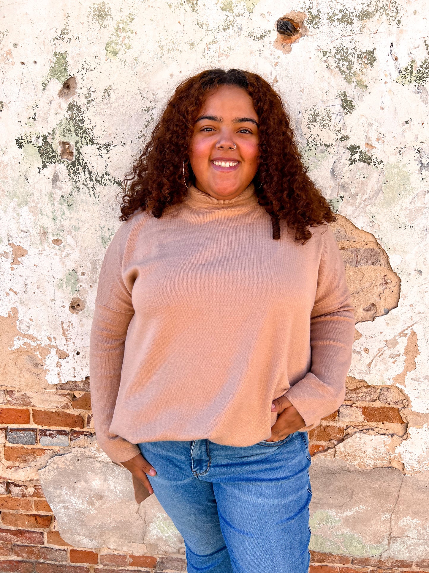 Allie Mock Neck Long Sleeve Top - Plus-Sweater-Entro-BIN B4-The Twisted Chandelier