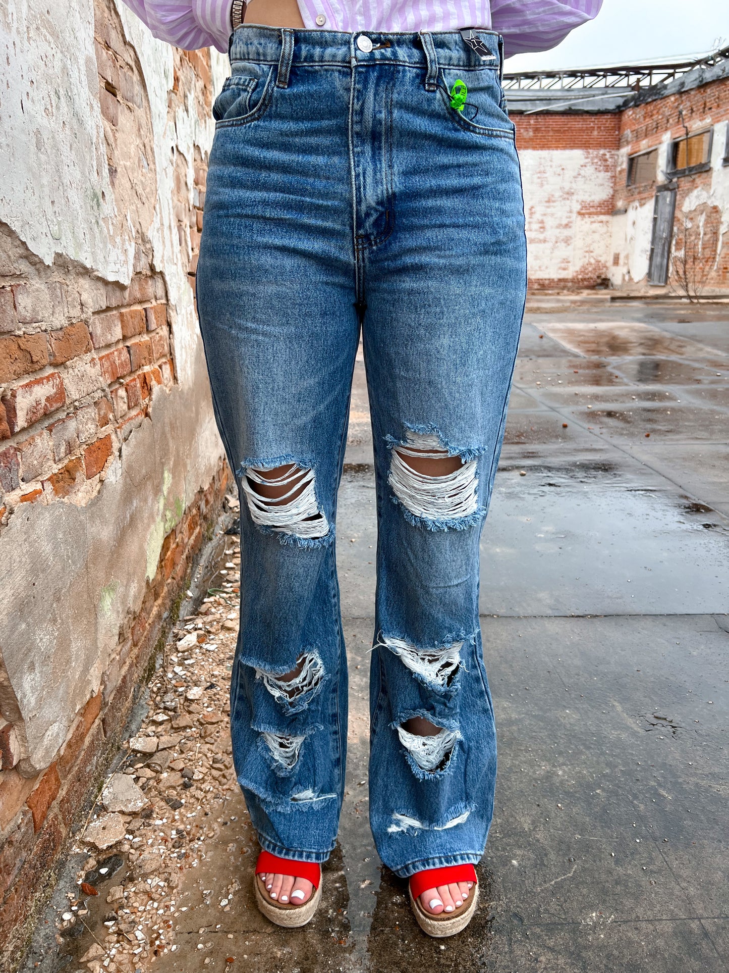 Shay High-Rise Distressed Wide Leg Jeans-Wide Leg Jeans-Vibrant M.i.U-Bin C6,bottoms,FD 02/18/25-The Twisted Chandelier