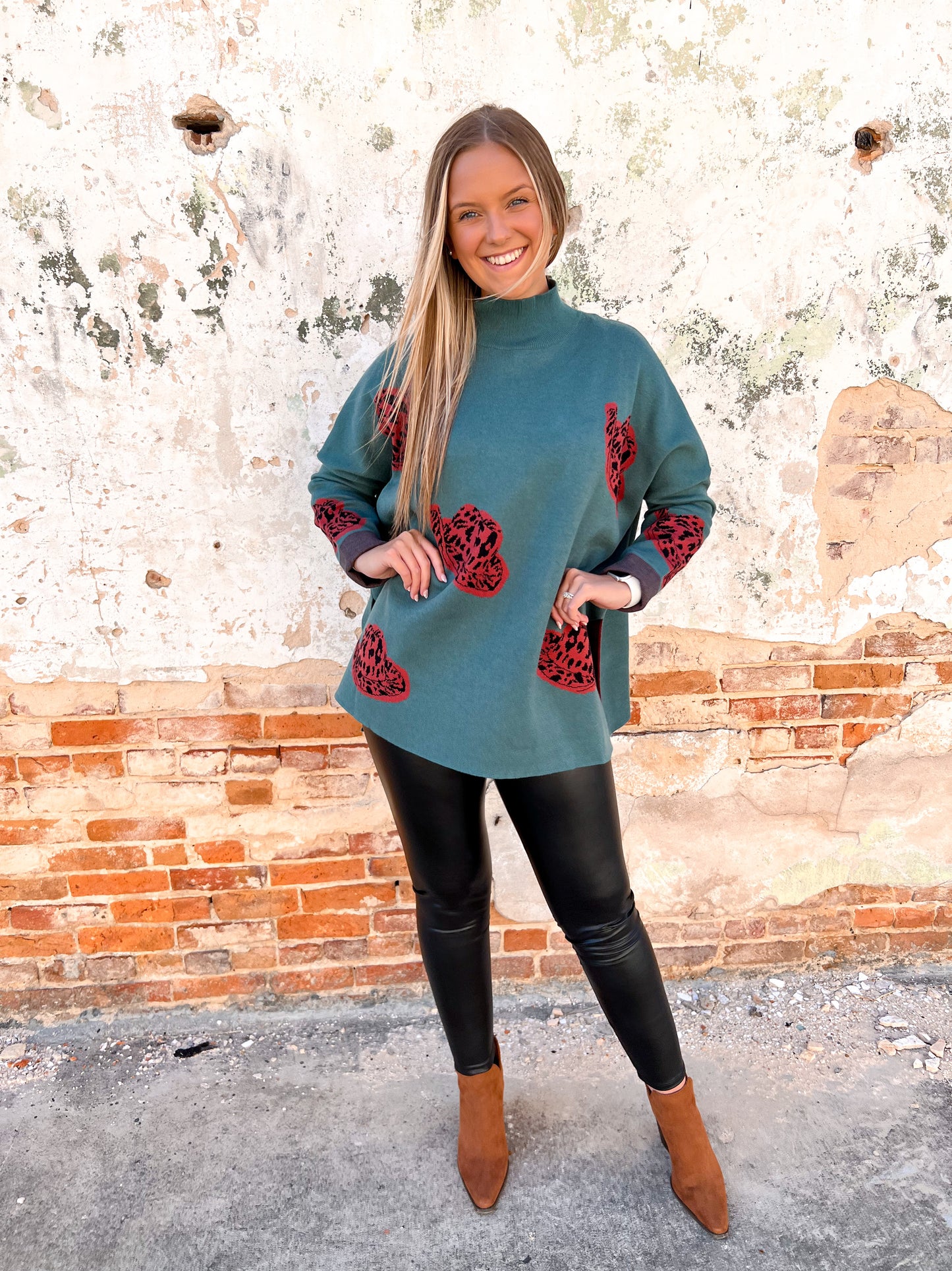 Alexandra Cowboy Hat Mock Neck Long Sleeve Sweater Top-Top-Entro-bin c1-The Twisted Chandelier