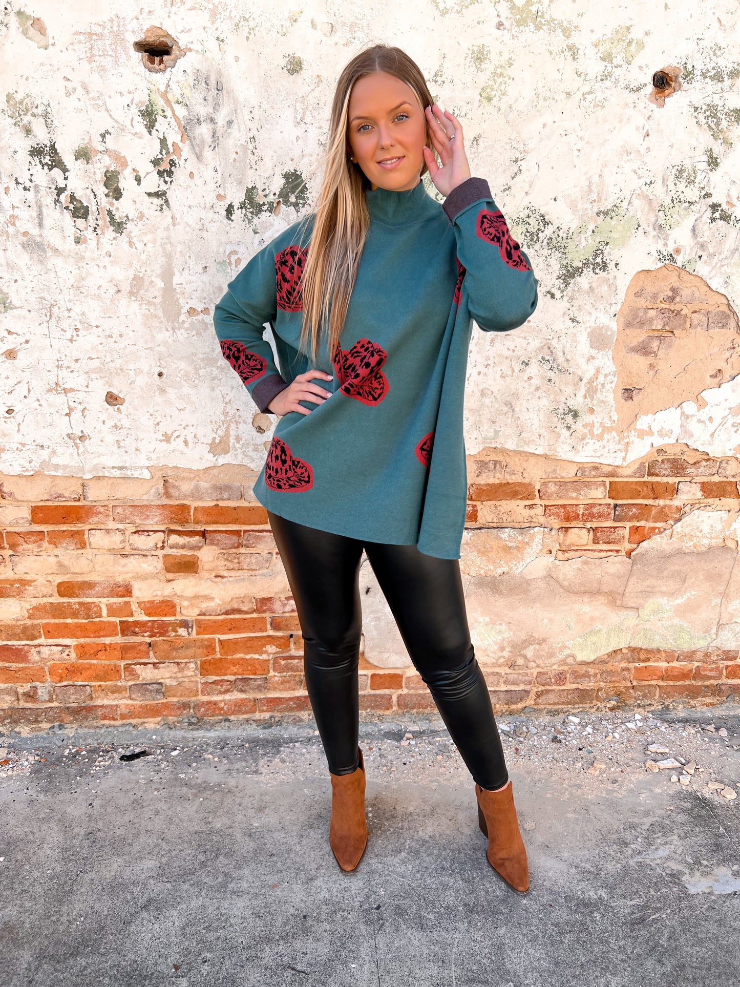 Alexandra Cowboy Hat Mock Neck Long Sleeve Sweater Top-Top-Entro-bin c1-The Twisted Chandelier