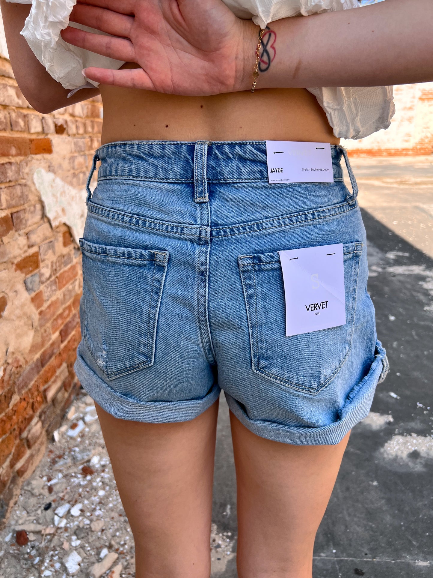 Jade High Rise Boyfriend Vervet Denim Shorts-VERVET by FLYING MONKEY-Bin C6-The Twisted Chandelier
