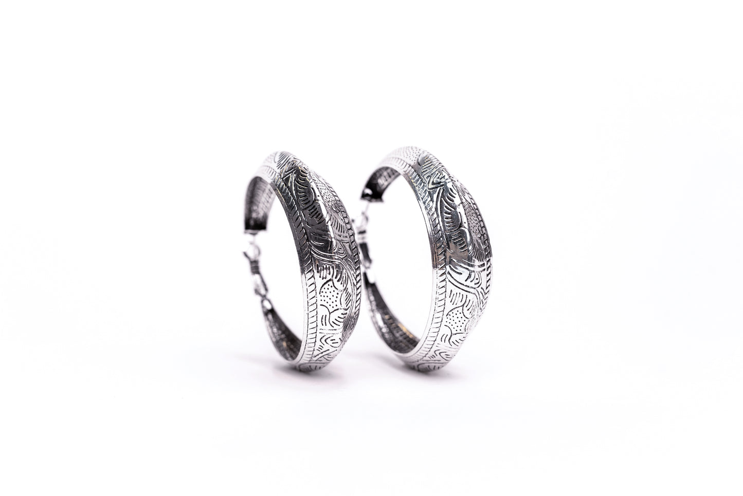 West and Co. 2" Silver Lightweight Tooled Hoop Earring-Hoop Earrings-West and Co.--The Twisted Chandelier