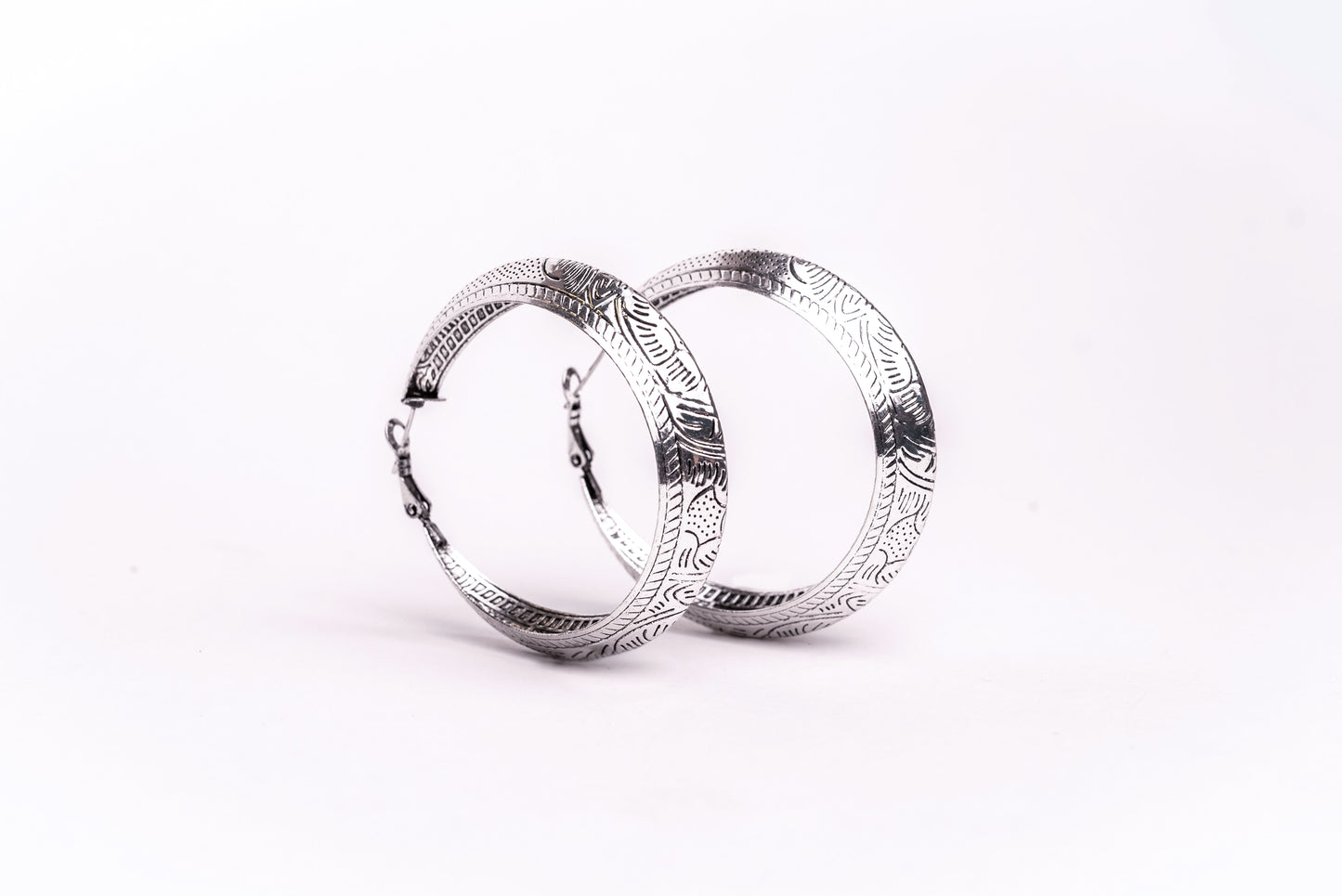 West and Co. 2" Silver Lightweight Tooled Hoop Earring-Hoop Earrings-West and Co.--The Twisted Chandelier