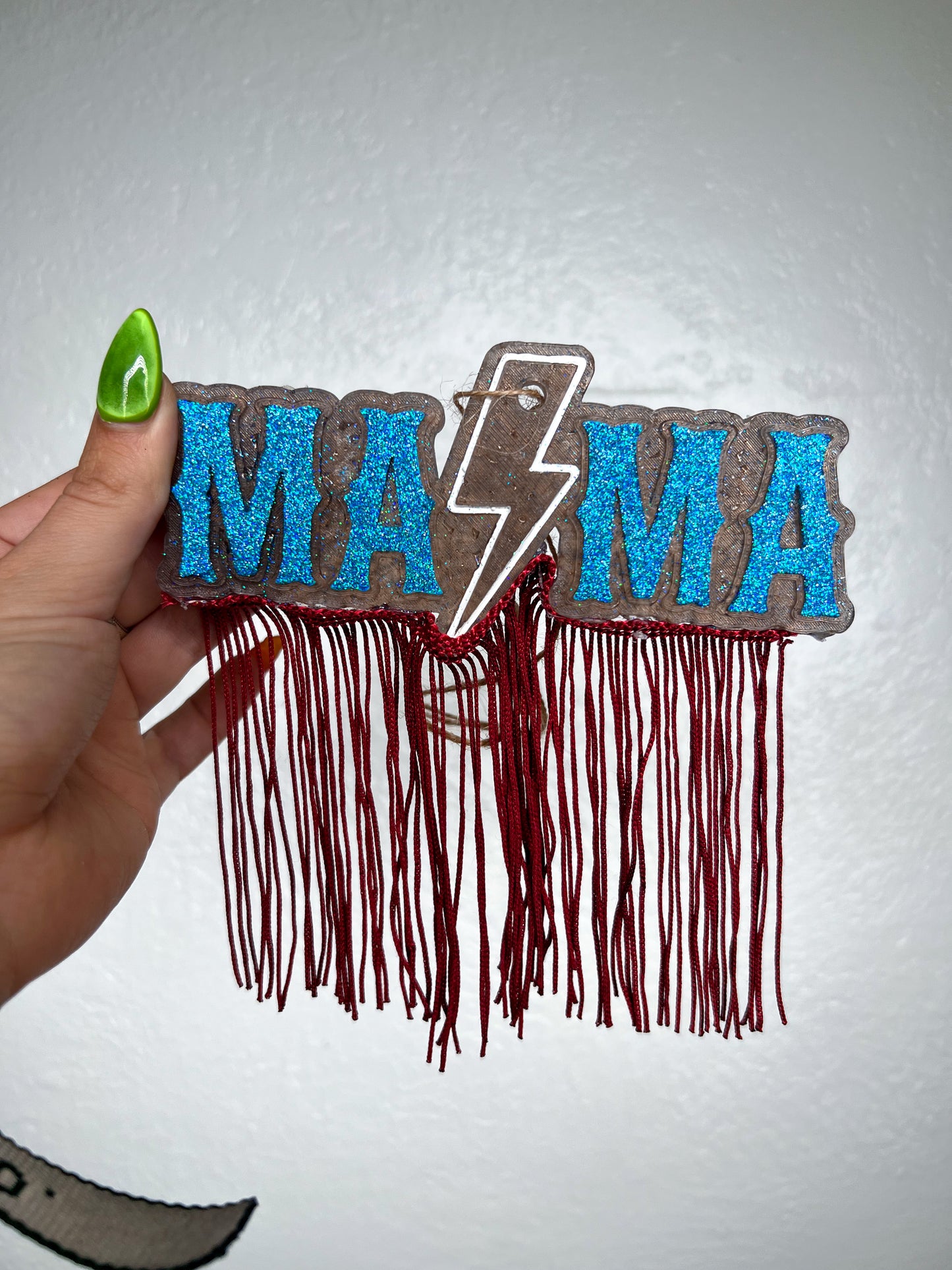 Mama with Fringe Car Freshie-Southern Creek Wholesale-Leather-Blue-The Twisted Chandelier